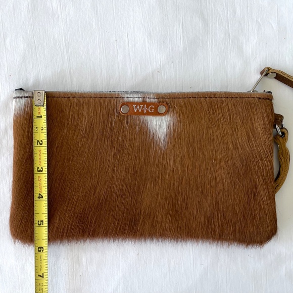 W G Wild Goose Cowhide Hair Leather Wristlet Brown & White Rustic Cowgirl NWOT - Picture 6 of 7